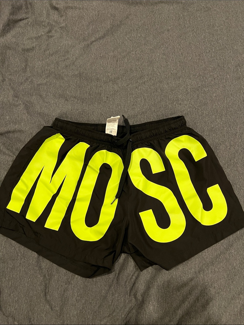 Moschino Black Shorts with Neon Yellow Detail medium